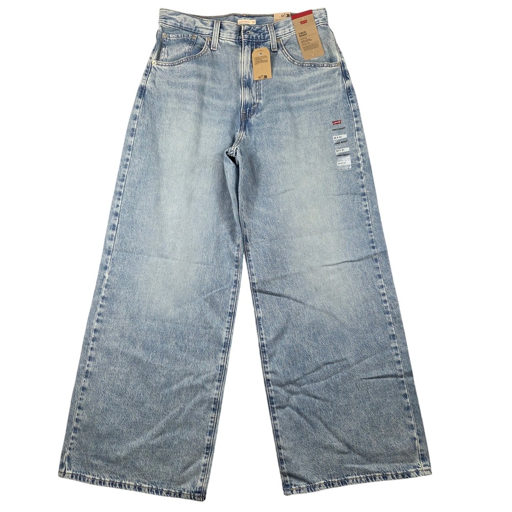 Levi's Cinch Baggy Jeans Womens 30 Light Blue NWT High Rise Wide Leg Straight